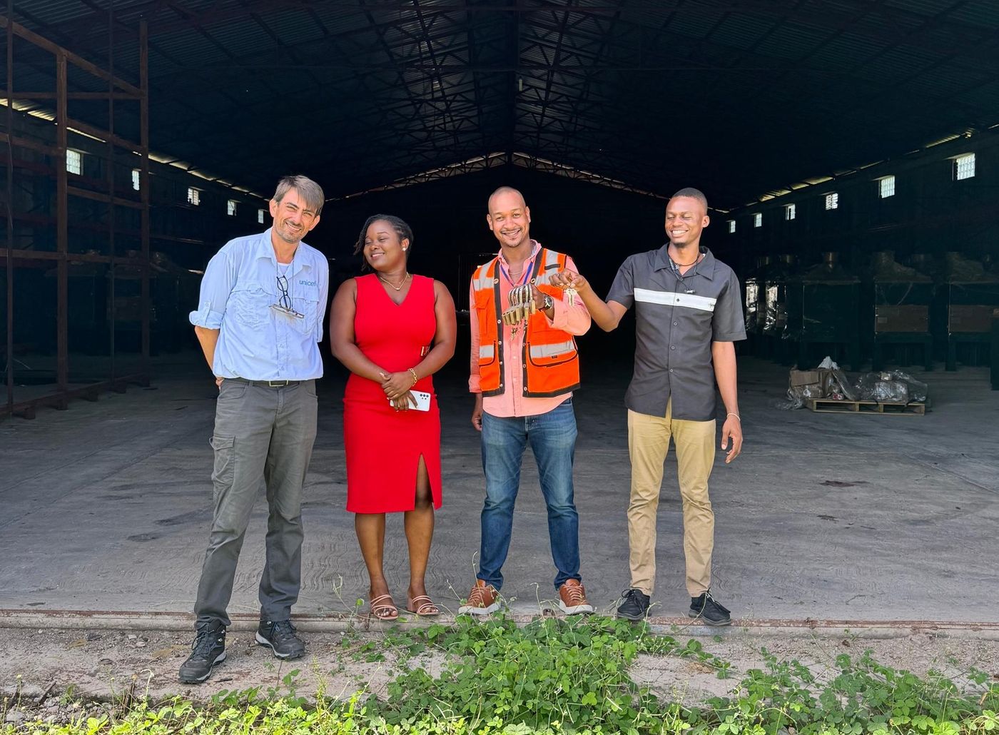 HCS leadership on site at the Les Cayes warehouse